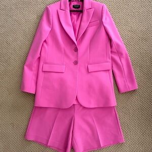 Kate Spade NY Single Breasted Twill Pink Blazer and Shorts Set